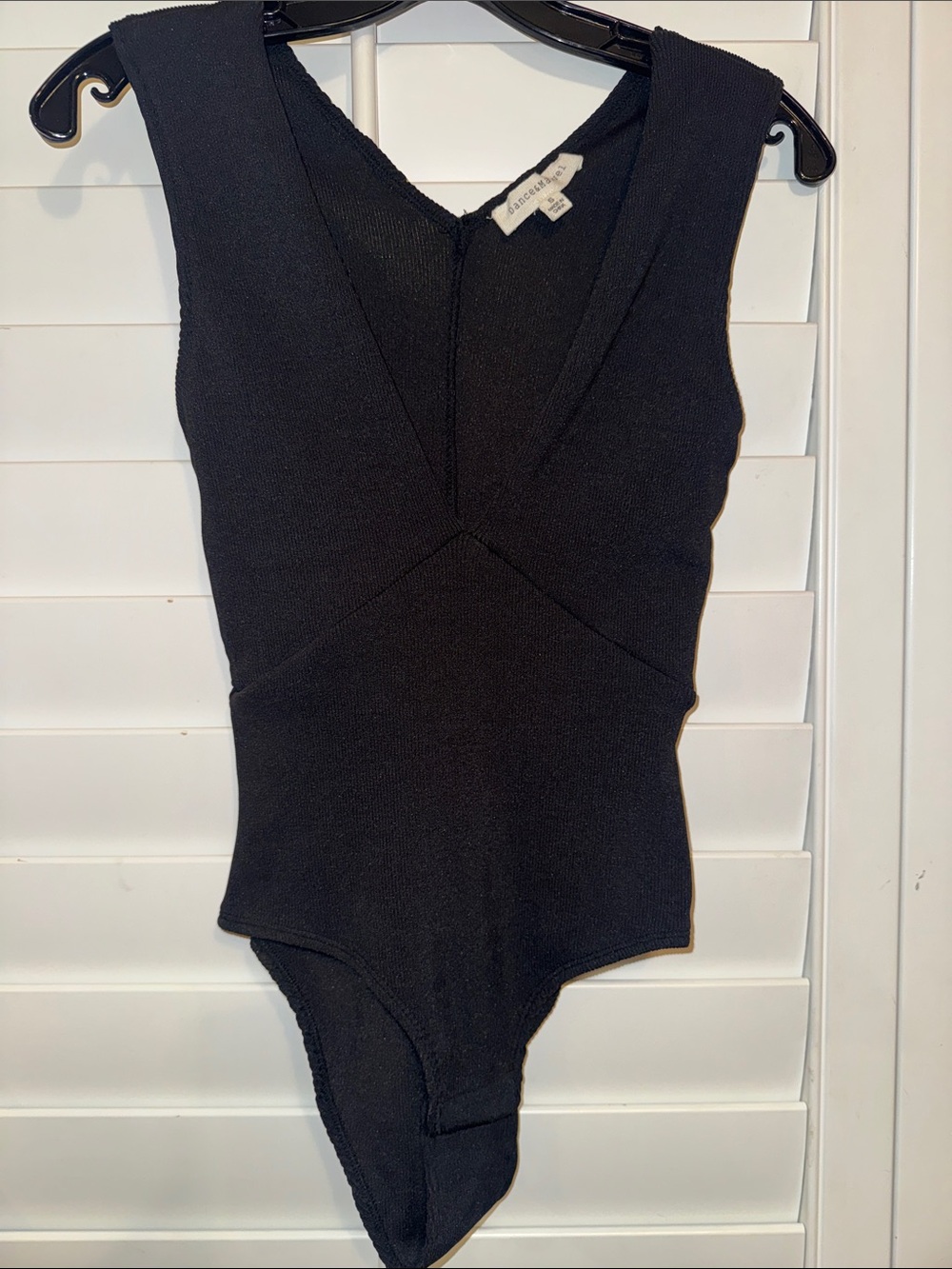 Dance & Marvel Black V-Neck Textured Bodysuit